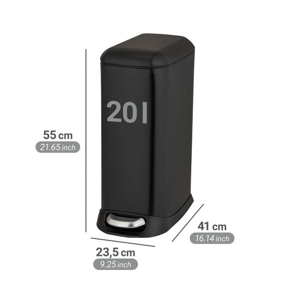 Produktbild: Treteimer Mod. Design 20 L, Easy-Close, Schwarz, mit herausnehmbarem Einsatz