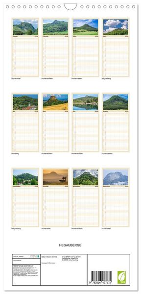Produktbild: Familienplaner 2026 - HEGAUBERGE mit 5 Spalten (Wandkalender, 21 x 45 cm) CALVENDO