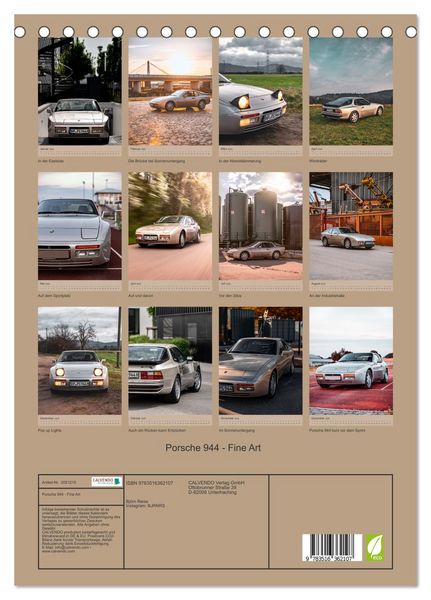 Produktbild: Porsche 944 - Fine Art (Tischkalender 2026 DIN A5 hoch), CALVENDO Monatskalender