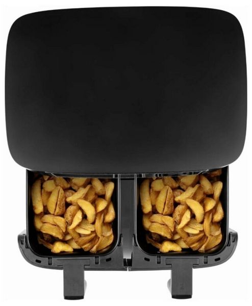 Produktbild: GourmetMaxx GOURMETmaxx Hei&szlig;luft-Fritteuse Doppelkorb 2x 4l schwarz matt/Edelstahl Hei&szlig;luft-Fritteuse 8 l 2600 W Schwarz