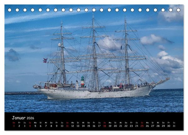 Produktbild: Windjammer vor Warnem&uuml;nde (Tischkalender 2026 DIN A5 quer), CALVENDO Monatskalender