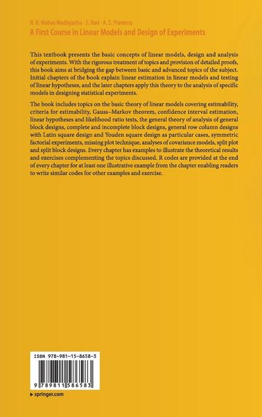 Produktbild: A First Course in Linear Models and Design of Experiments