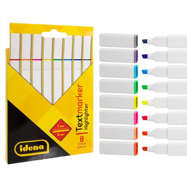 Idena Textmarker 8 Farben Strichstärke 1-4mm