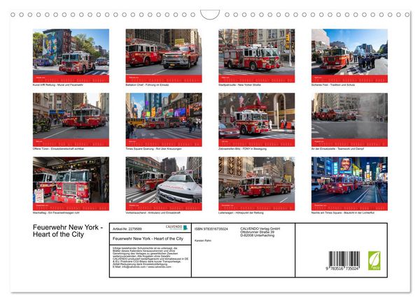 Produktbild: Feuerwehr New York - Heart of the City (Wandkalender 2026 DIN A3 quer), CALVENDO Monatskalender