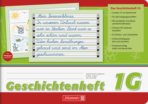 Produktbild: Brunnen Geschichtenheft A5quer Lin1G 16Bl