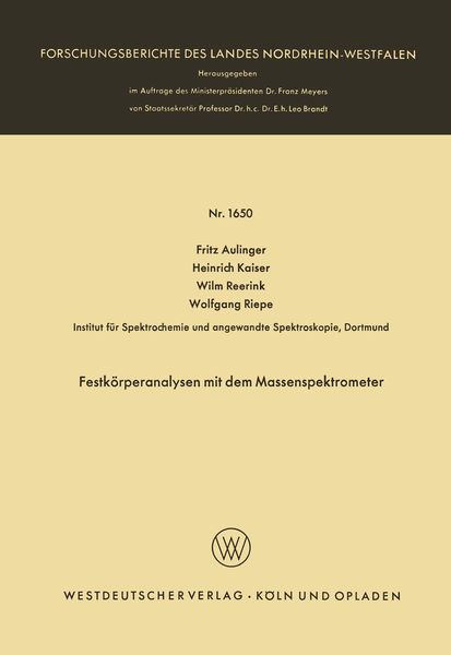 Produktbild: Festk&ouml;rperanalysen mit dem Massenspektrometer