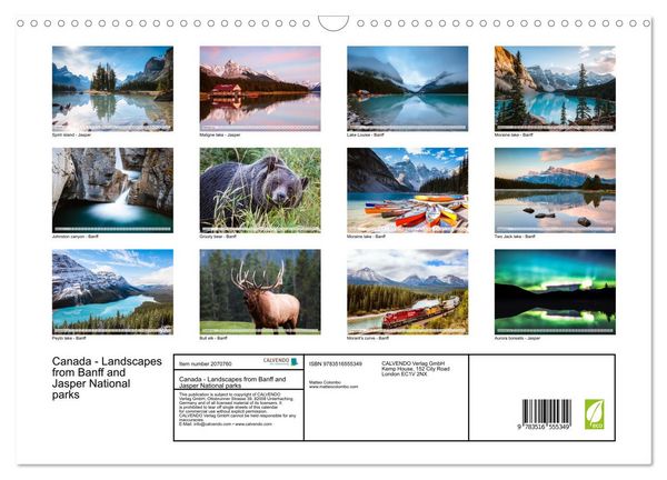 Produktbild: Canada - Landscapes from Banff and Jasper National parks (Wall Calendar 2026 DIN A3 landscape), CALVENDO 12 Month Wall Calendar