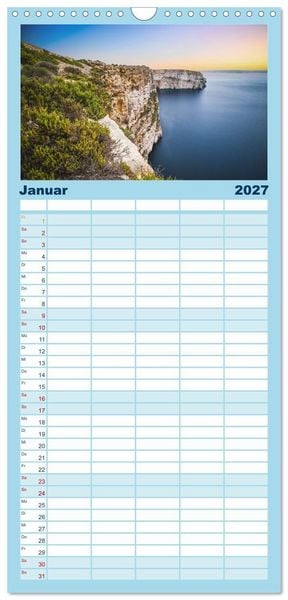 Produktbild: Familienplaner 2027 - Wundervolles Malta mit 5 Spalten (Wandkalender, 21 x 45 cm) CALVENDO