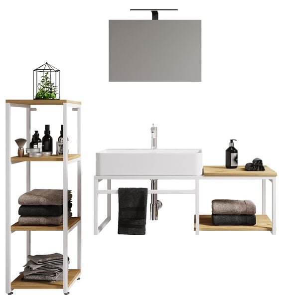 4-tlg. Waschtisch Badmöbel Waschbecken Bitila 100