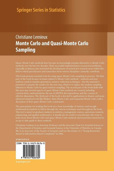 Produktbild: Monte Carlo and Quasi-Monte Carlo Sampling