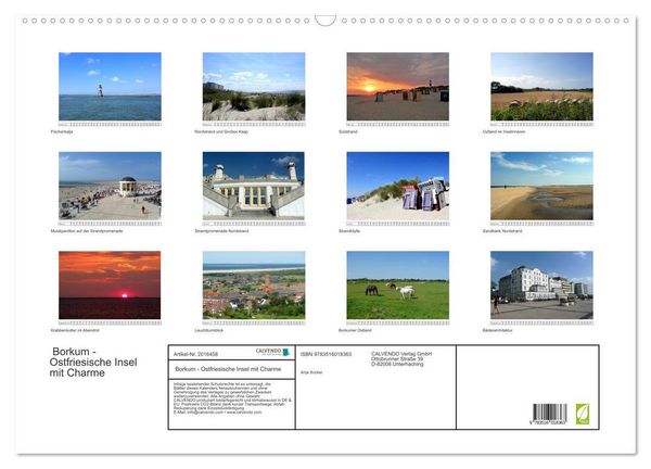 Produktbild: Borkum - Ostfriesische Insel mit Charme (Wandkalender 2026 DIN A2 quer), CALVENDO Monatskalender