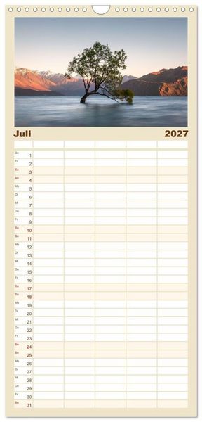 Produktbild: Familienplaner 2027 - Nat&uuml;rlich Neuseeland mit 5 Spalten (Wandkalender, 21 x 45 cm) CALVENDO