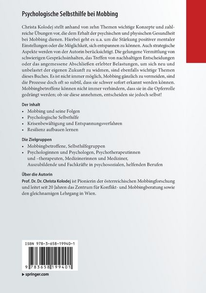 Produktbild: Psychologische Selbsthilfe bei Mobbing