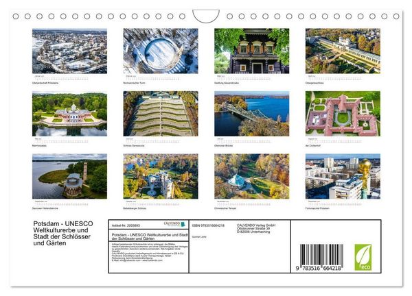 Produktbild: Potsdam - UNESCO Weltkulturerbe und Stadt der Schl&ouml;sser und G&auml;rten (Wandkalender 2026 DIN A4 quer), CALVENDO Monatskalender