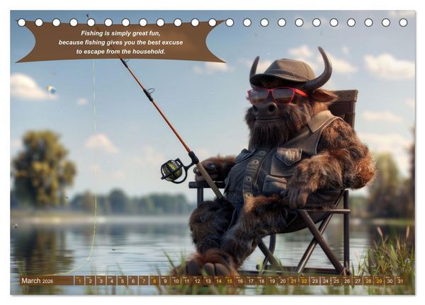 Produktbild: Funny charming animals as fishermen (Desk Calendar 2026 DIN A5 landscape), CALVENDO 12 Month DeskCalendar