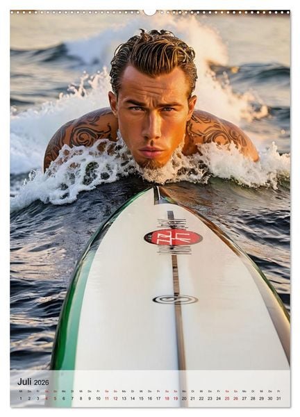 Produktbild: Surferboys - coole Jungs unter hei&szlig;er Sonne (hochwertiger Premium Wandkalender 2026 DIN A2 hoch), Kunstdruck in Hochglanz