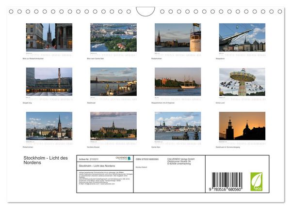 Produktbild: Stockholm - Licht des Nordens (Wandkalender 2026 DIN A4 quer), CALVENDO Monatskalender
