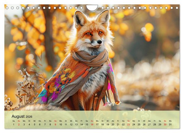 Produktbild: Fuchsige Eskapaden. Reineke mit noblen Accessoires (Wandkalender 2026 DIN A4 quer), CALVENDO Monatskalender