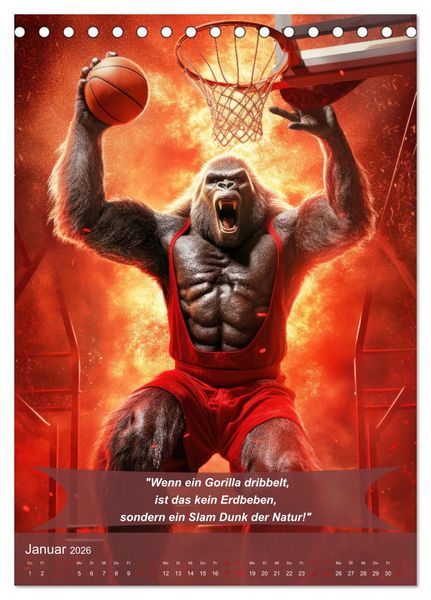 Produktbild: Der tierisch lustige Basketball-Kalender (Tischkalender 2026 DIN A5 hoch), CALVENDO Monatskalender