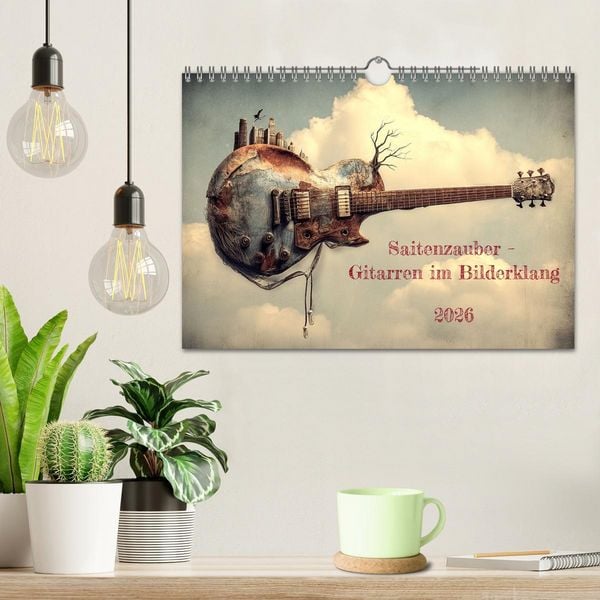 Produktbild: Saitenzauber &ndash; Gitarren im Bilderklang (Wandkalender 2026 DIN A4 quer), CALVENDO Monatskalender
