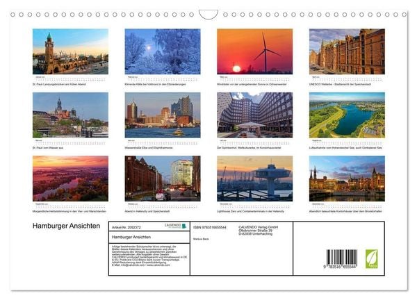 Produktbild: Hamburger Ansichten (Wandkalender 2026 DIN A3 quer), CALVENDO Monatskalender