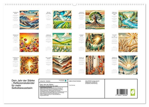 Produktbild: Dein Jahr der St&auml;rke - Reflexionskalender f&uuml;r mehr Selbstbewusstsein (hochwertiger Premium Wandkalender 2026 DIN A2 quer), Kunstdruck in Hochglanz