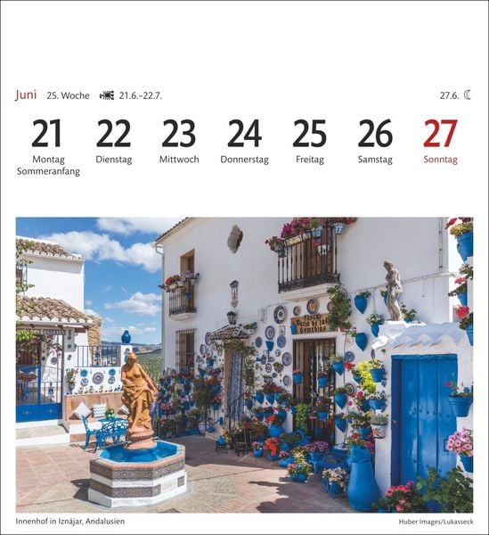 Produktbild: Spanien Sehnsuchtskalender 2027 - Wochenkalender mit 53 Postkarten