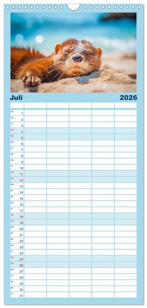 Produktbild: Familienplaner 2026 - Kleine freche Nerze mit 5 Spalten (Wandkalender, 21 x 45 cm) CALVENDO
