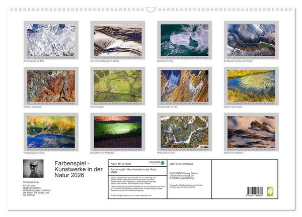 Produktbild: Farbenspiel - Kunstwerke in der Natur 2026 (Wandkalender 2026 DIN A2 quer), CALVENDO Monatskalender