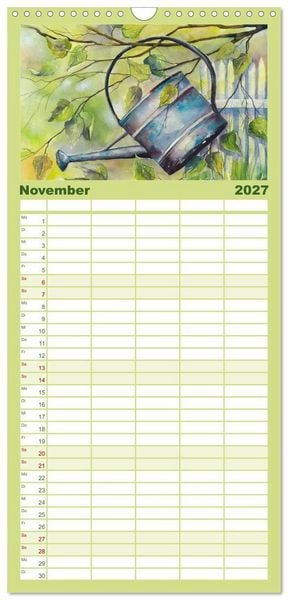 Produktbild: Familienplaner 2027 - Garten Aquarelle mit 5 Spalten (Wandkalender, 21 x 45 cm) CALVENDO
