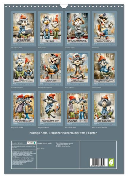 Produktbild: Kratzige Kerle. Trockener Katzenhumor vom Feinsten (Wandkalender 2026 DIN A3 hoch), CALVENDO Monatskalender
