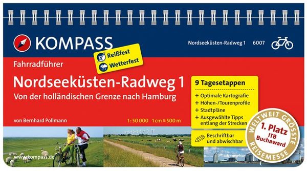 Produktbild: KOMPASS Fahrradf&uuml;hrer Nordseek&uuml;sten-Radweg 1 - Von der holl&auml;ndischen Grenze nach Hamburg