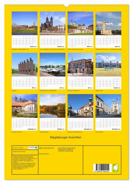 Produktbild: Magdeburger Ansichten (hochwertiger Premium Wandkalender 2026 DIN A2 hoch), Kunstdruck in Hochglanz