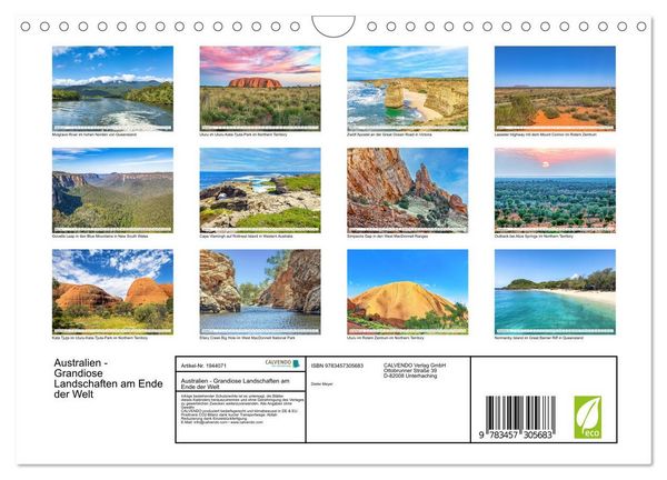Produktbild: Australien - Grandiose Landschaften am Ende der Welt (Wandkalender 2026 DIN A4 quer), CALVENDO Monatskalender