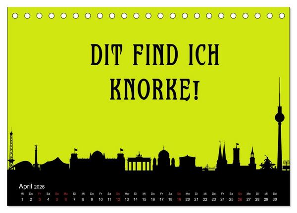 Produktbild: Berliner Mundart (Tischkalender 2026 DIN A5 quer), CALVENDO Monatskalender