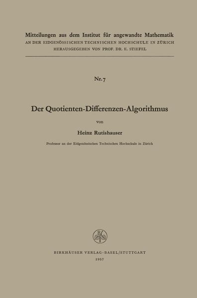 Produktbild: Der Quotienten-Differenzen-Algorithmus