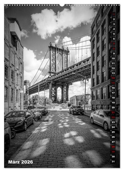 Produktbild: NEW YORK CITY Monochrome Stadtansichten (Wandkalender 2026 DIN A2 hoch), CALVENDO Monatskalender