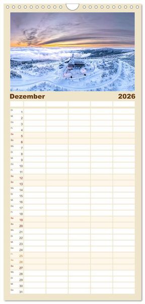 Produktbild: Familienplaner 2026 - Unser Erzgebirge von oben mit 5 Spalten (Wandkalender, 21 x 45 cm) CALVENDO