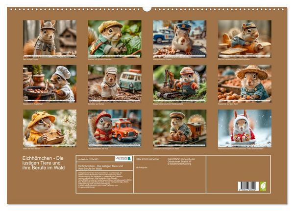 Produktbild: Eichh&ouml;rnchen - Die lustigen Tiere und ihre Berufe im Wald (Wandkalender 2026 DIN A2 quer), CALVENDO Monatskalender