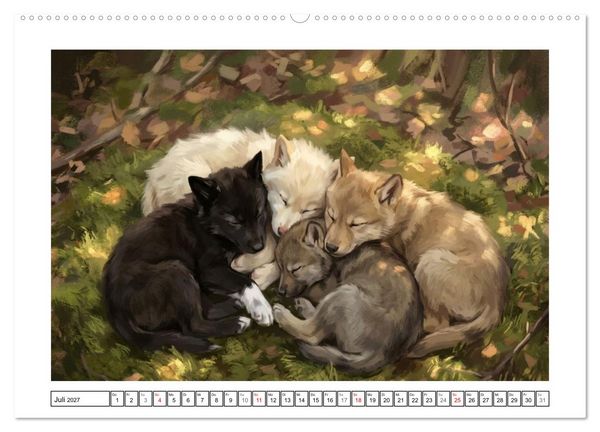 Produktbild: W&ouml;lfe - Die Alpha-Familie (hochwertiger Premium Wandkalender 2027 DIN A2 quer), Kunstdruck in Hochglanz