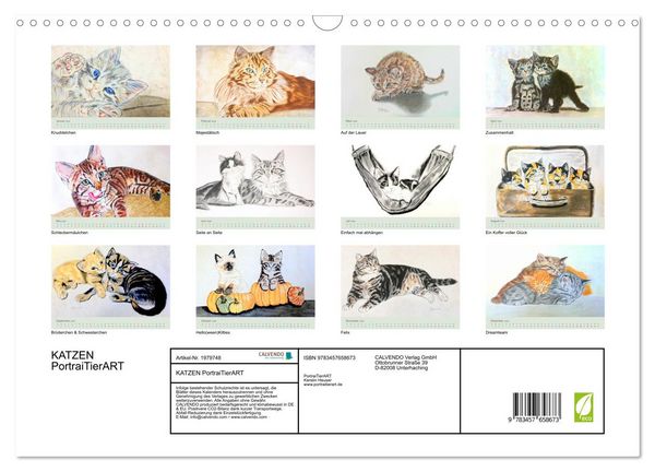 Produktbild: KATZEN PortraiTierART (Wandkalender 2026 DIN A3 quer), CALVENDO Monatskalender