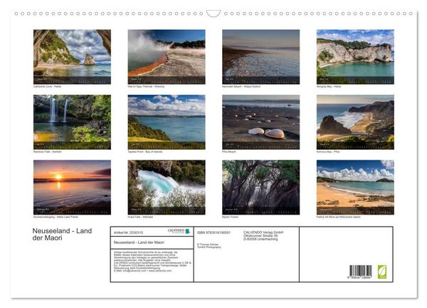 Produktbild: Neuseeland - Land der Maori (Wandkalender 2026 DIN A2 quer), CALVENDO Monatskalender