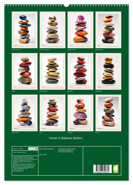 Produktbild: Immer in Balance bleiben (hochwertiger Premium Wandkalender 2026 DIN A2 hoch), Kunstdruck in Hochglanz
