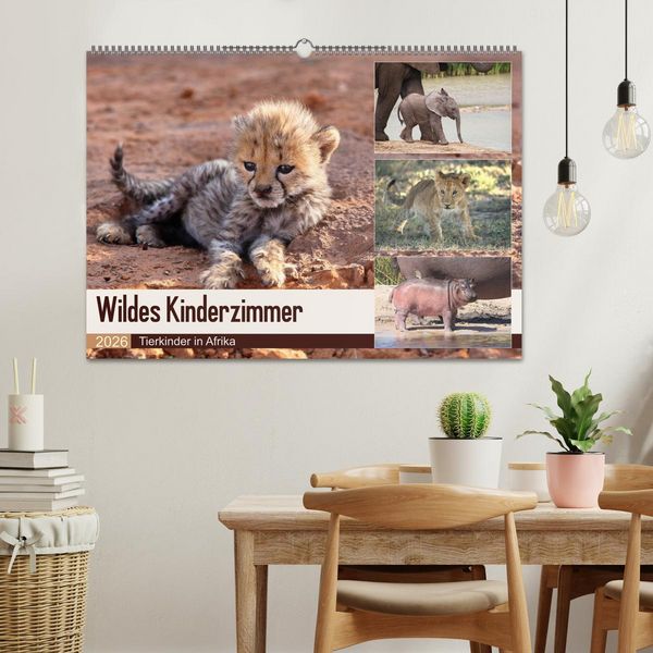Produktbild: Wildes Kinderzimmer - Tierkinder in Afrika (Wandkalender 2026 DIN A2 quer), CALVENDO Monatskalender