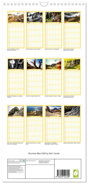Produktbild: Familienplaner 2026 - Mountain Bike 2026 by Stef. Cand&eacute; mit 5 Spalten (Wandkalender, 21 x 45 cm) CALVENDO