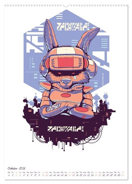 Produktbild: Cyberpunk Futuristic City (High Quality Premium Wall Calendar 2026 DIN A2 portrait),CALVENDO 12 Month Wall Calendar
