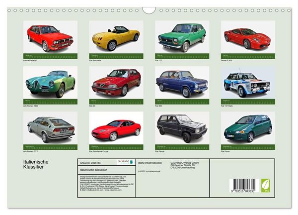 Produktbild: Italienische Klassiker (Wandkalender 2027 DIN A3 quer), CALVENDO Monatskalender