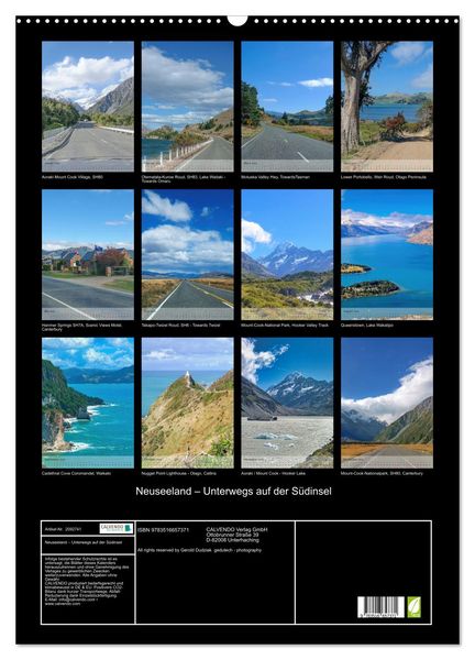 Produktbild: Neuseeland &ndash; Unterwegs auf der S&uuml;dinsel (Wandkalender 2026 DIN A2 hoch), CALVENDO Monatskalender