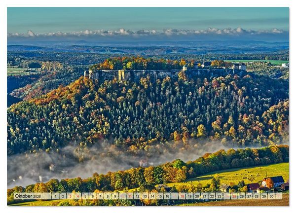 Produktbild: Die Festung K&ouml;nigstein im Licht der vier Jahreszeiten (Wandkalender 2026 DIN A3 quer), CALVENDO Monatskalender