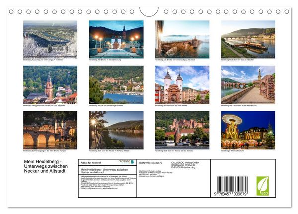 Produktbild: Mein Heidelberg - Unterwegs zwischen Neckar und Altstadt (Wandkalender 2026 DIN A4 quer), CALVENDO Monatskalender